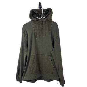 Wallace & Barnes half-zip anorak hoodie in cotton & nylon Size M Green